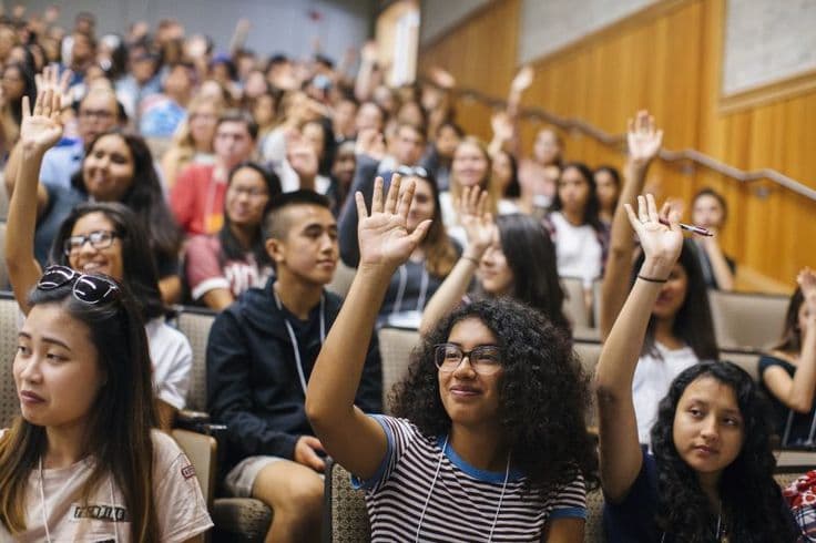 Students participating in an interactive classroom session